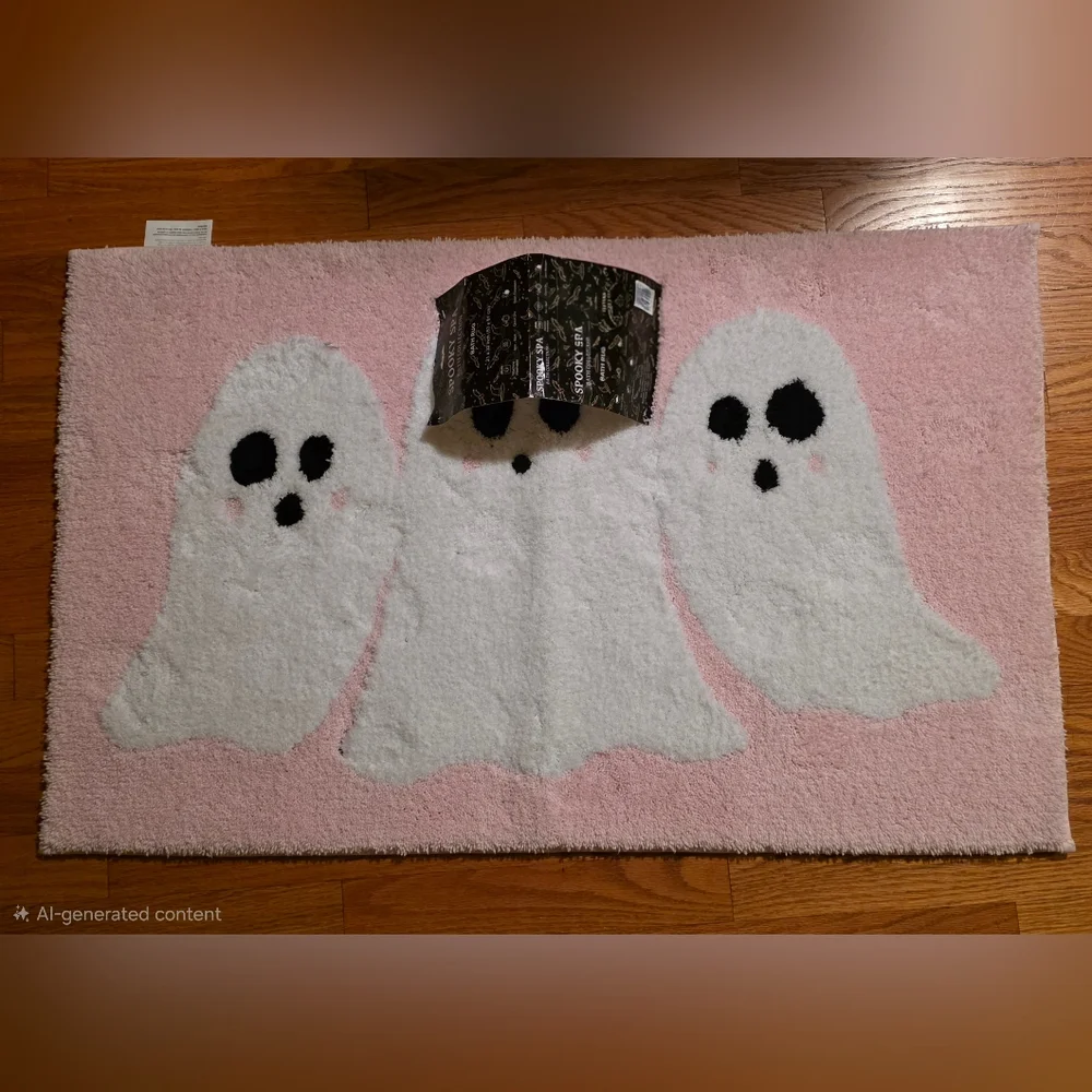 Spooky Spa Pink Ghost Bath Mat Nonslip NWT
